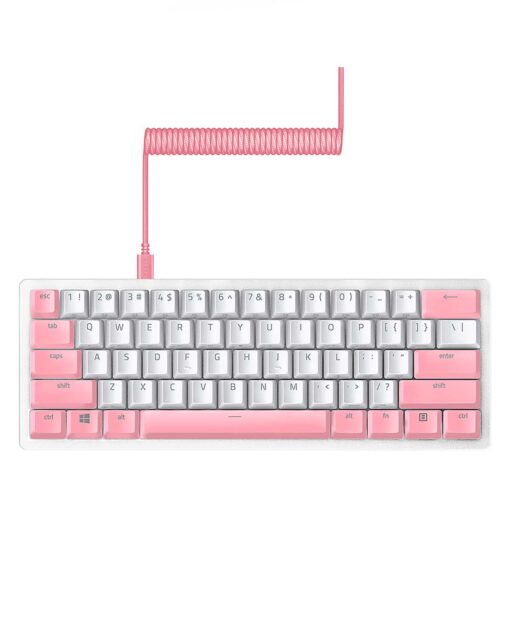 SET RAZER PBT 120 KEYCAPS Y CABLE ESPIRAL UPGRADE QUARTZ PINK