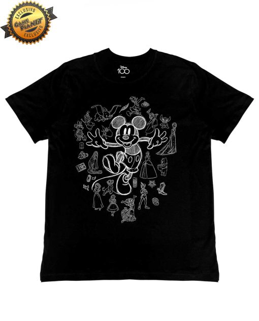 PLAYERA NEGRA DISNEY 100 DREAMS BEGIN WITH A SKETCH EXTRA CHICA