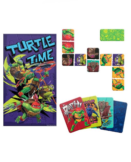 SET DE JUEGOS 3 EN 1 MEMORIA DOMINO Y ROMPECABEZAS TMNT CAJA DE CARTON - Image 2