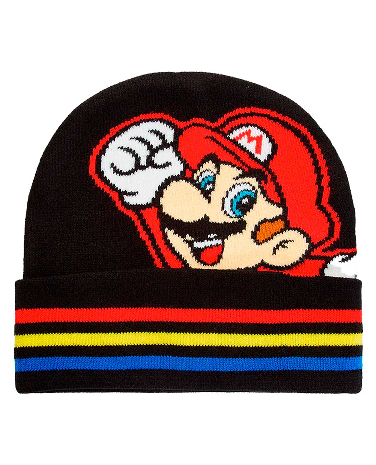 GORRO BEANIE NEGRO MARIO LINEAS TRICOLOR