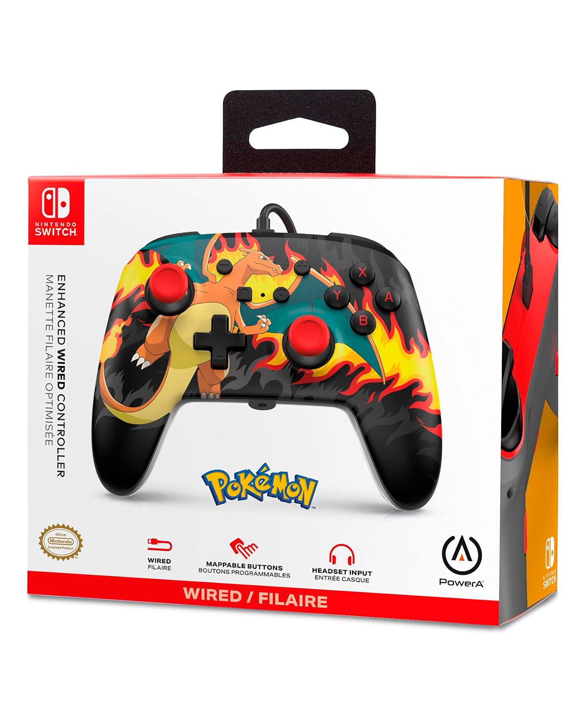 CONTROL NINTENDO SWITCH ALAMBRICO POWER A CHARIZARD FIRESTORM - Image 2