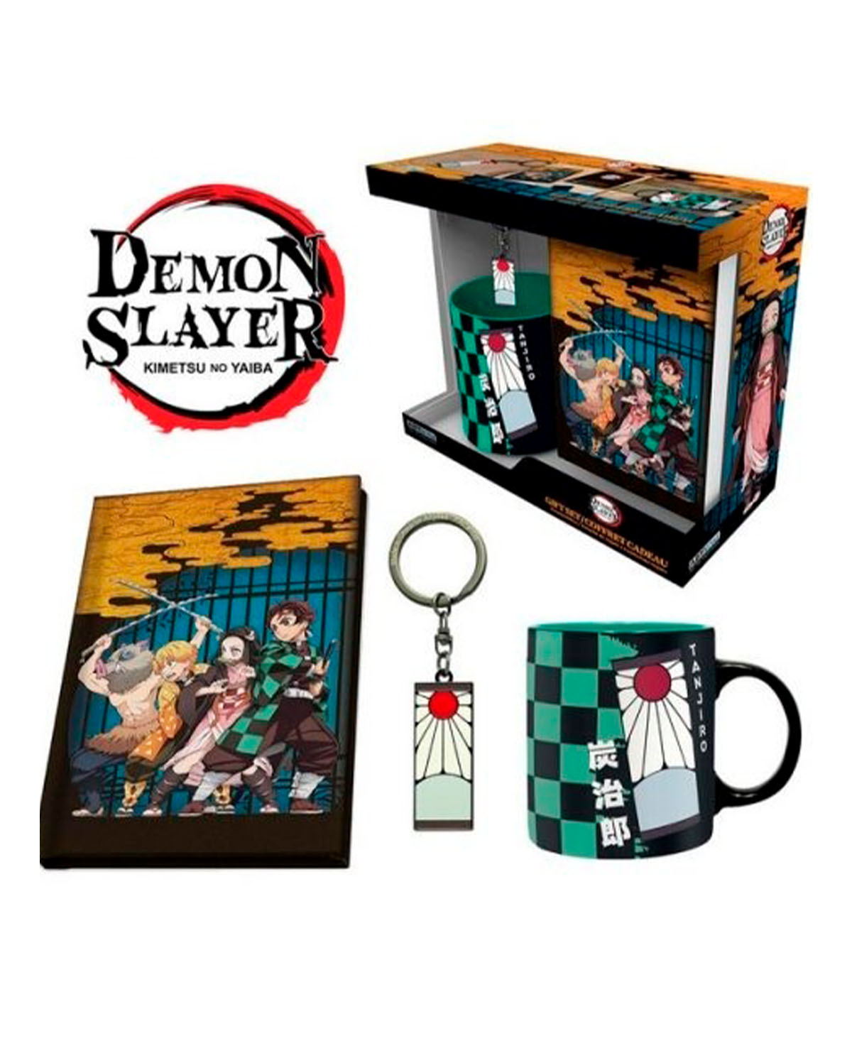 GIFT SET DEMON SLAYER ABY STYLE TAZA LIBRETA Y LLAVERO