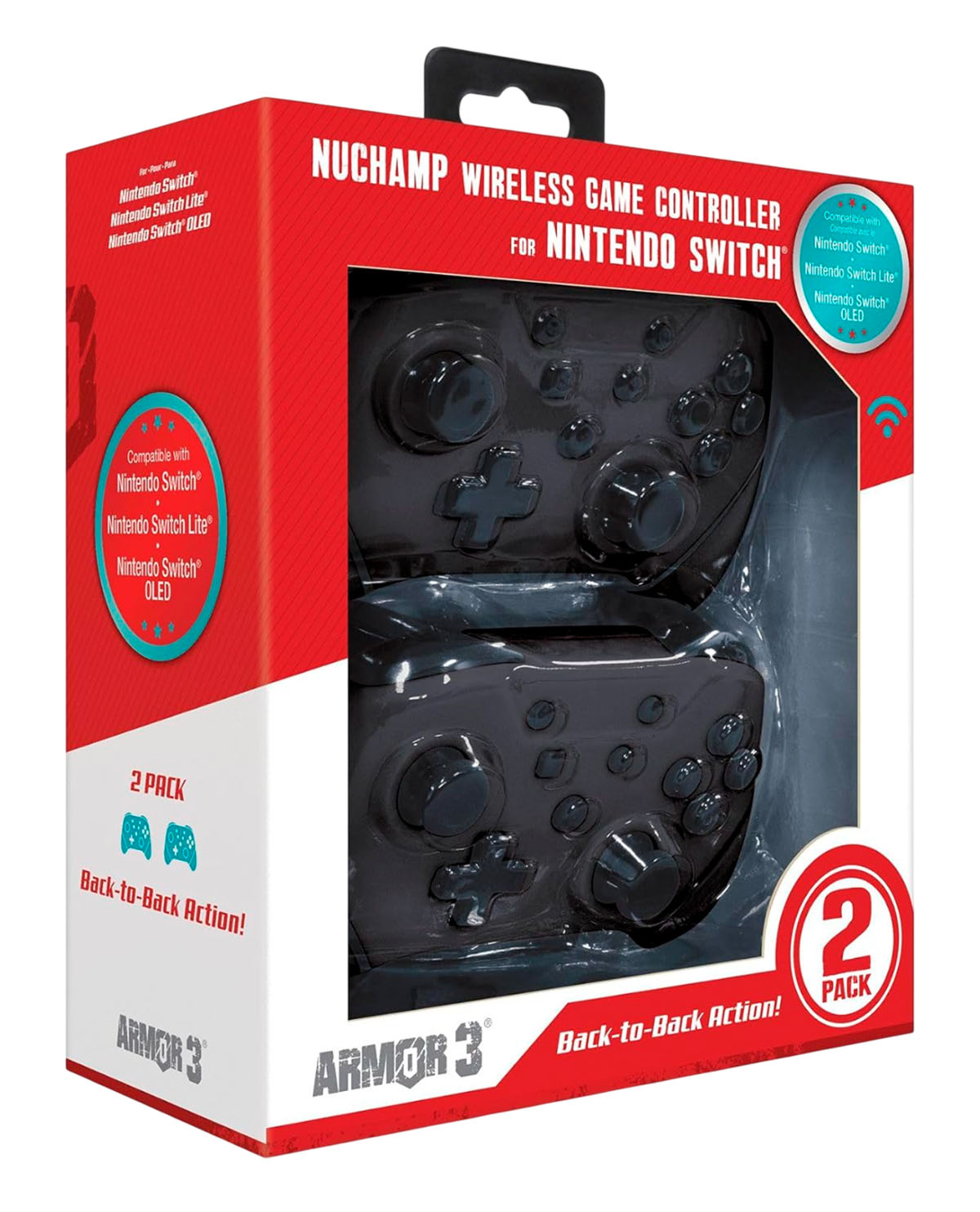 2 PACK NUCHAMP WIRELESS NINTENDO SWITCH HYPERKIN BLACK MATE - Image 3