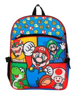 MOCHILA SUPER MARIO BROS SET DE 5 PIEZAS