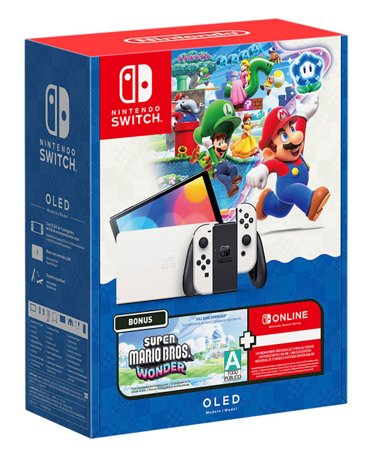 CONSOLA NINTENDO SWITCH OLED BLANCA MARIO WONDER + 3 MESES ONLINE